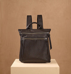 Textured Leather 3-Way Hybrid Convertible Backpack Crossbody Bag