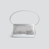 Metallic Leather Magnetic Snap 2-Way Convertible Clutch Handbag