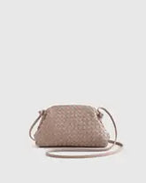 andwoven Leather Magnetic Crossbody Clutch Handbag