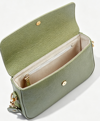 Pebble Leather Magnetic Flap Shoulder Handbag