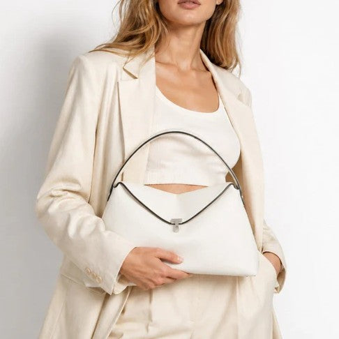 Minimal T Buckle Convertible PU Leather Shoulder Clutch Bag