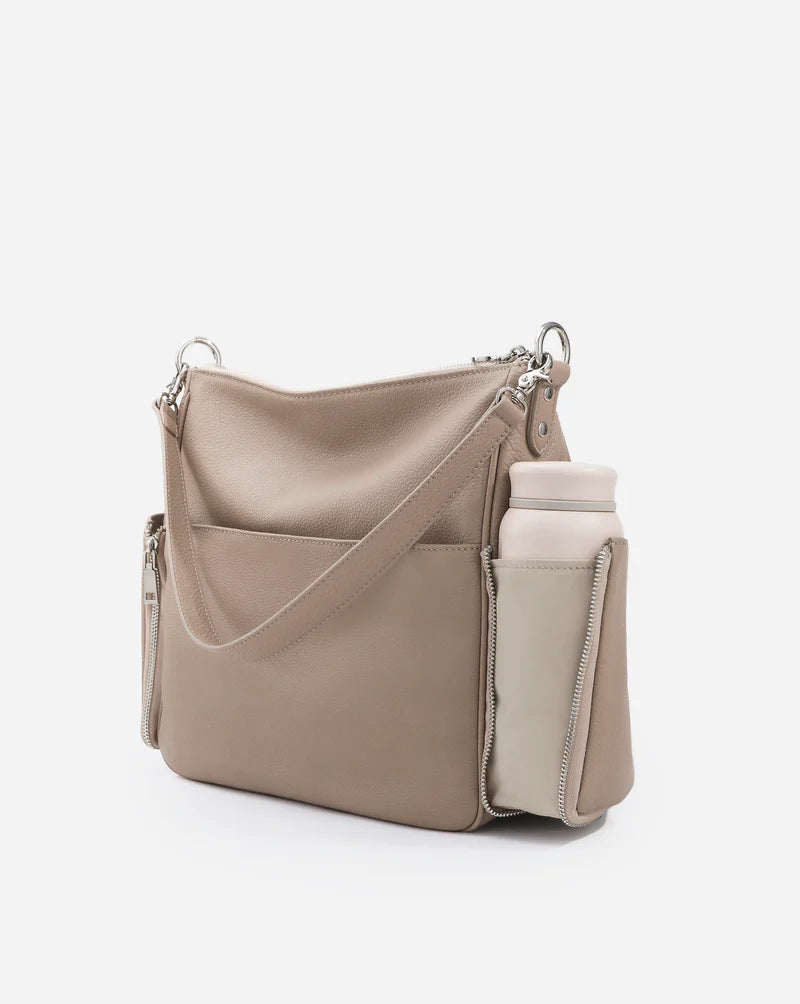 Full Grain Leather Convertible Multi Pocket Shoulder Crossbody Bag