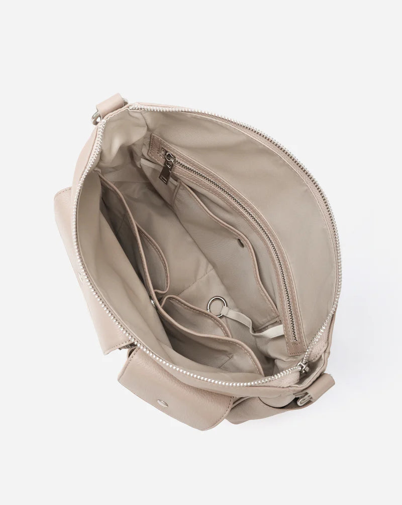 Full Grain Leather Convertible Multi Pocket Shoulder Crossbody Bag