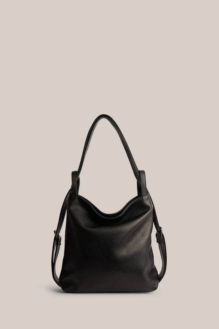 Premium Pebble Leather 3-Way Convertible Shoulder Backpack Bag