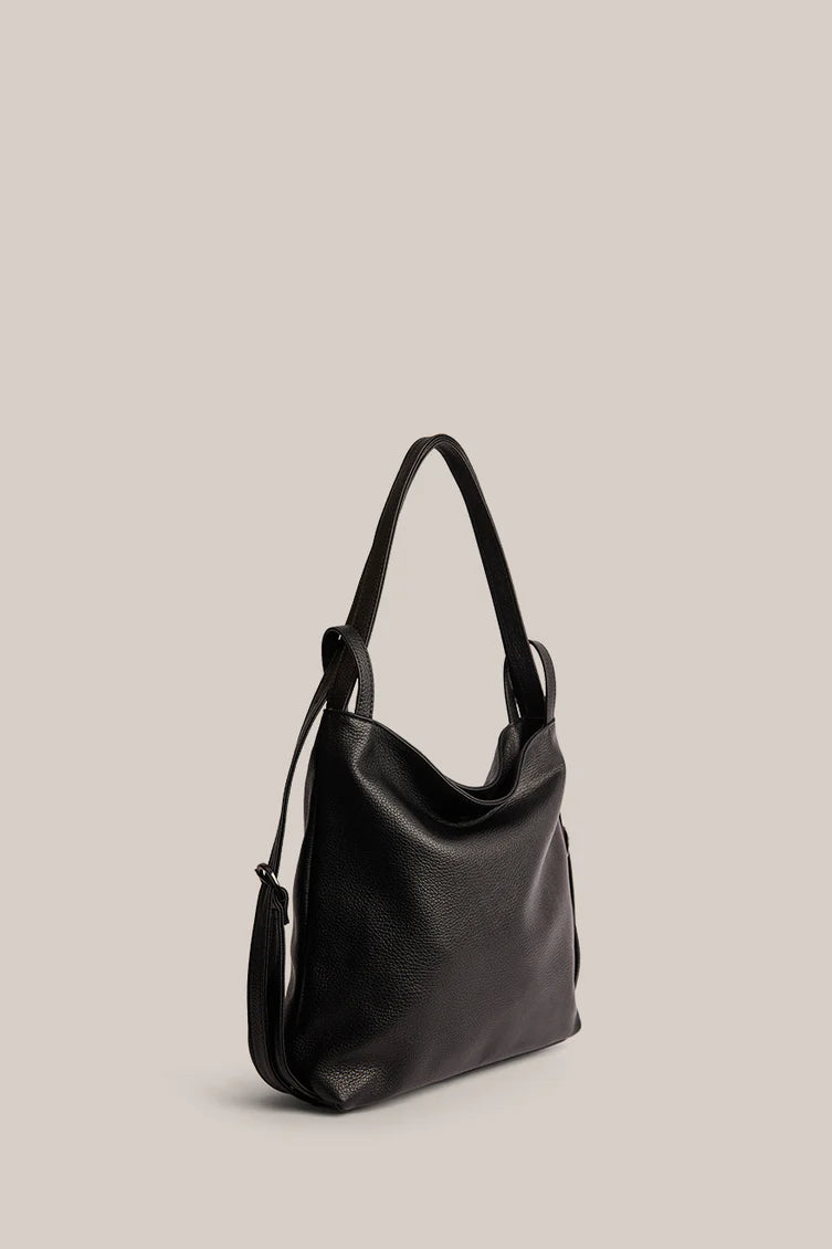 Premium Pebble Leather 3-Way Convertible Shoulder Backpack Bag