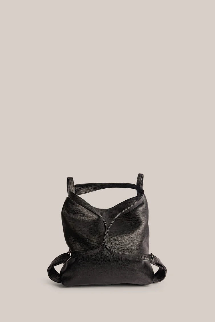 Premium Pebble Leather 3-Way Convertible Shoulder Backpack Bag