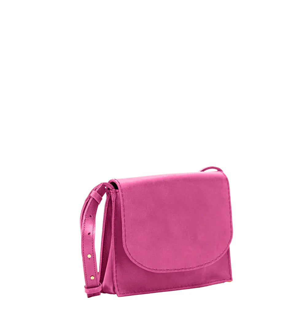 Natural Leather Flap Crossbody Handbag