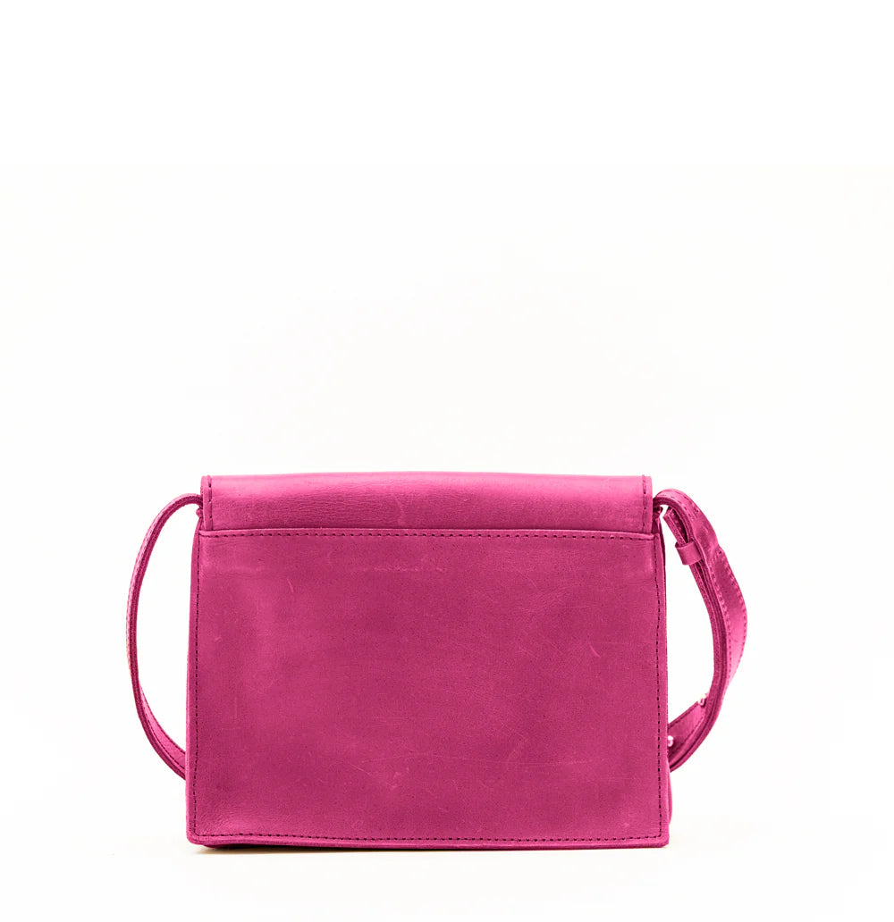 Natural Leather Flap Crossbody Handbag