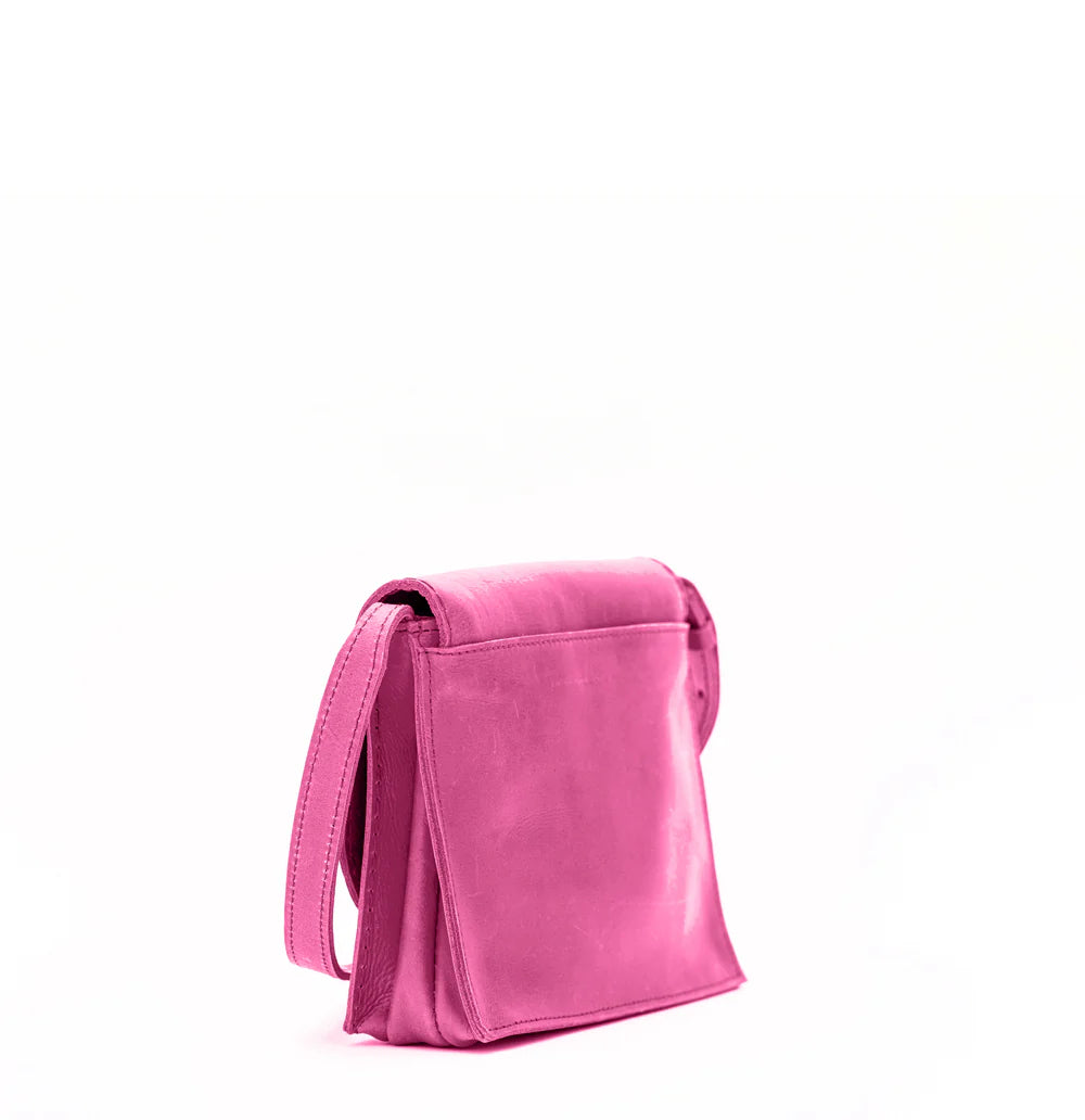 Natural Leather Flap Crossbody Handbag