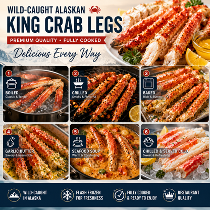 🔥 Wild-Caught Alaskan King Crab Legs – Jumbo Restaurant Quality | Fully Cooked & Flash Frozen