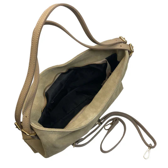 Suede Leather 3-Way Hybrid Convertible Shoulder Crossbody Bag