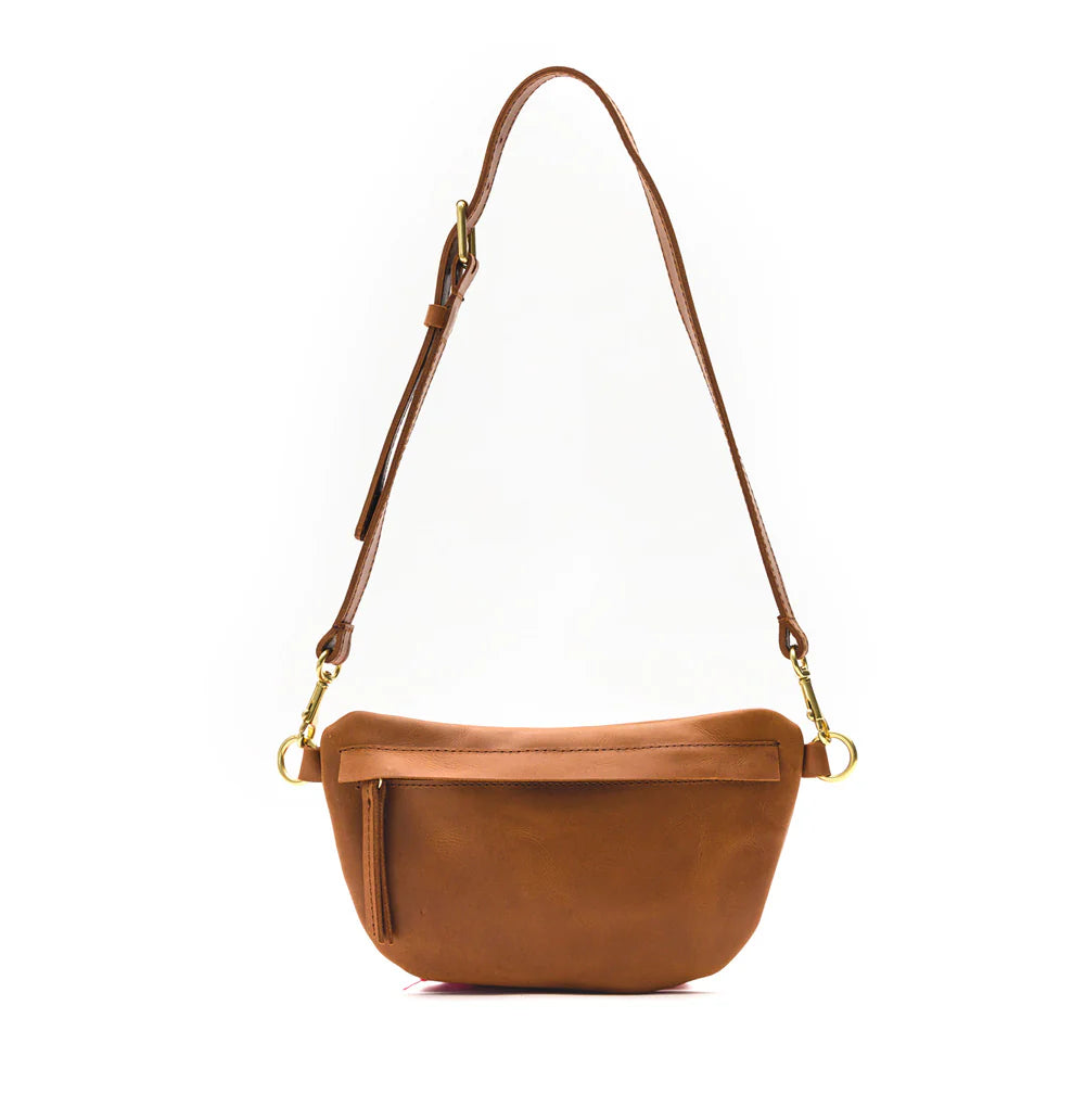 Grain Leather Zip Crossbody Handbag