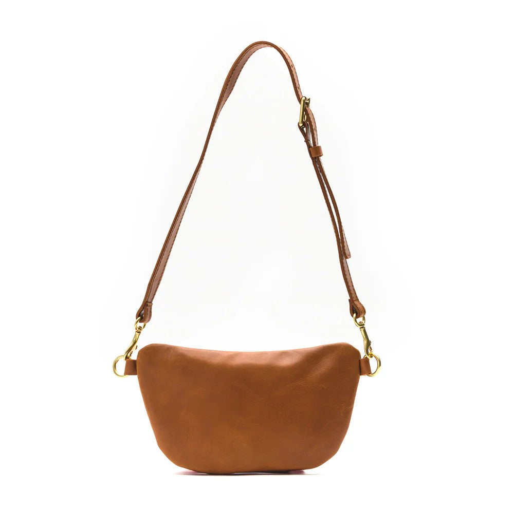 Grain Leather Zip Crossbody Handbag