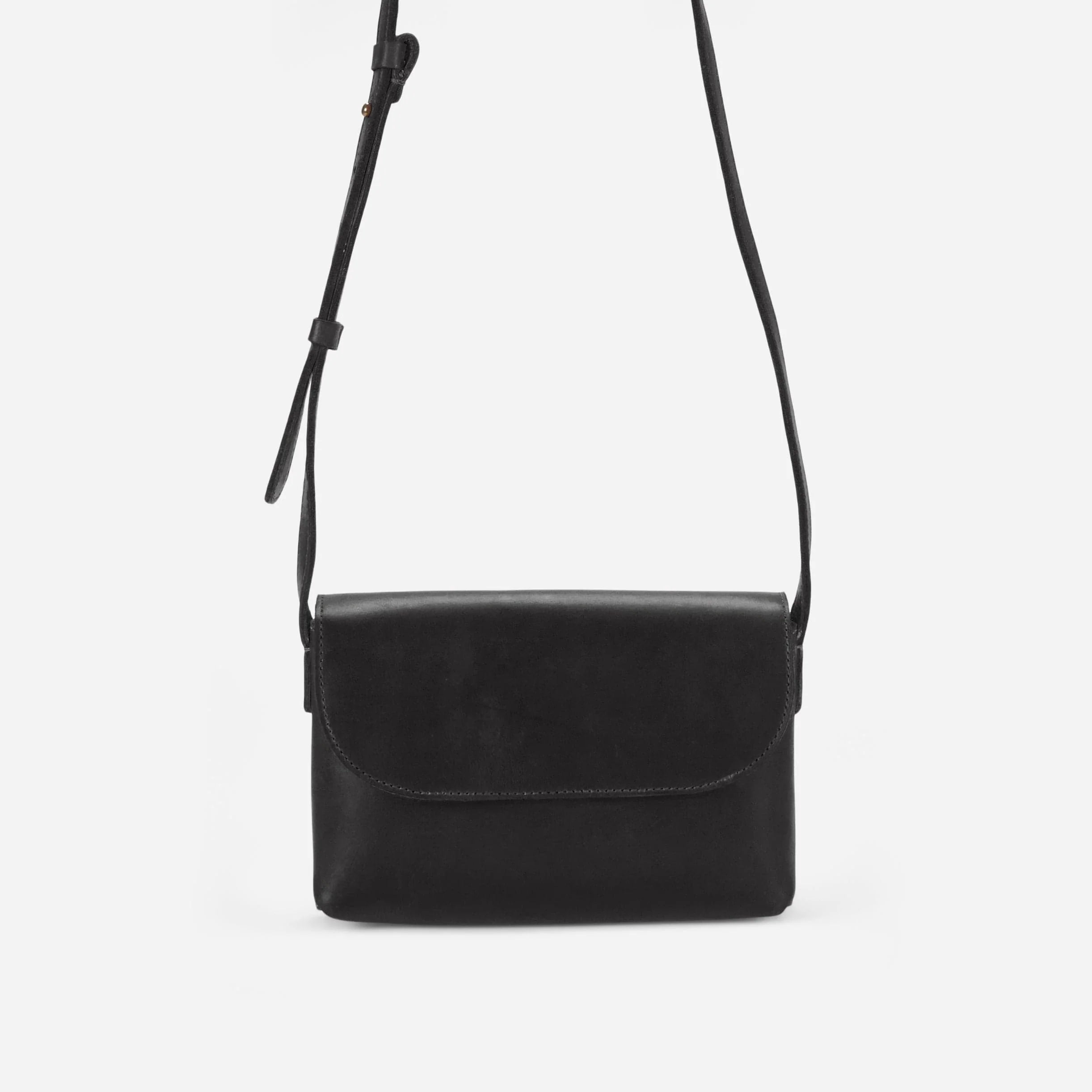 Single Piece Soft Leather Minimal Convertible Crossbody Flap Bag