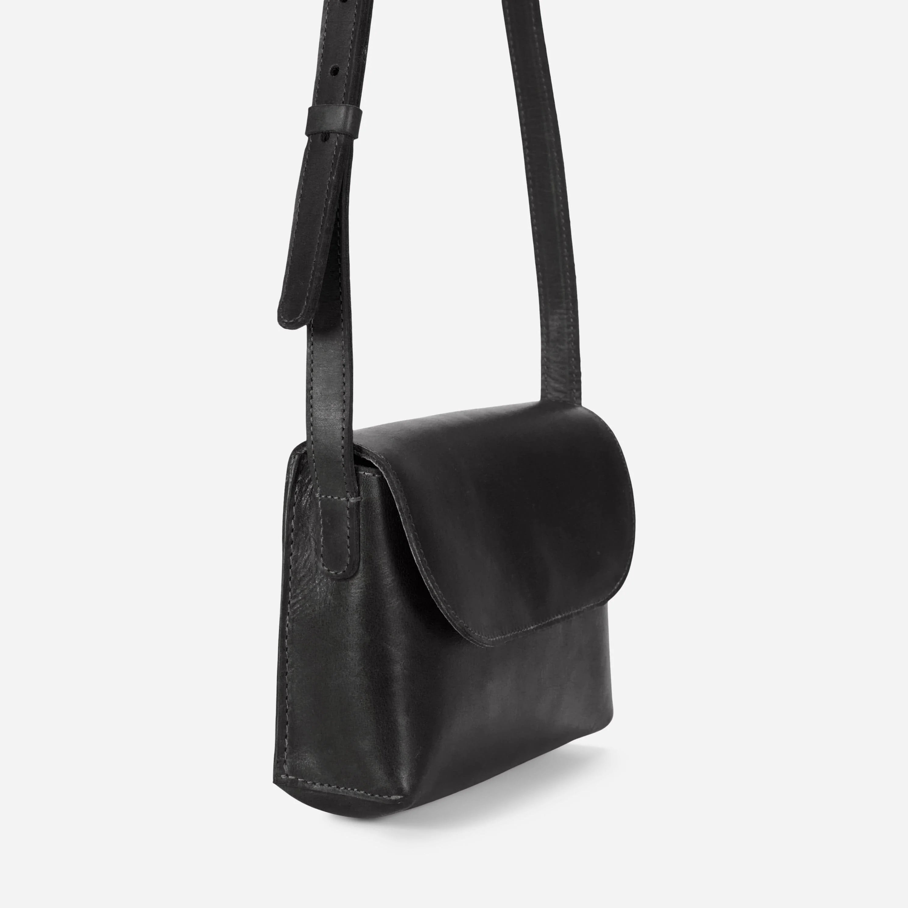 Single Piece Soft Leather Minimal Convertible Crossbody Flap Bag