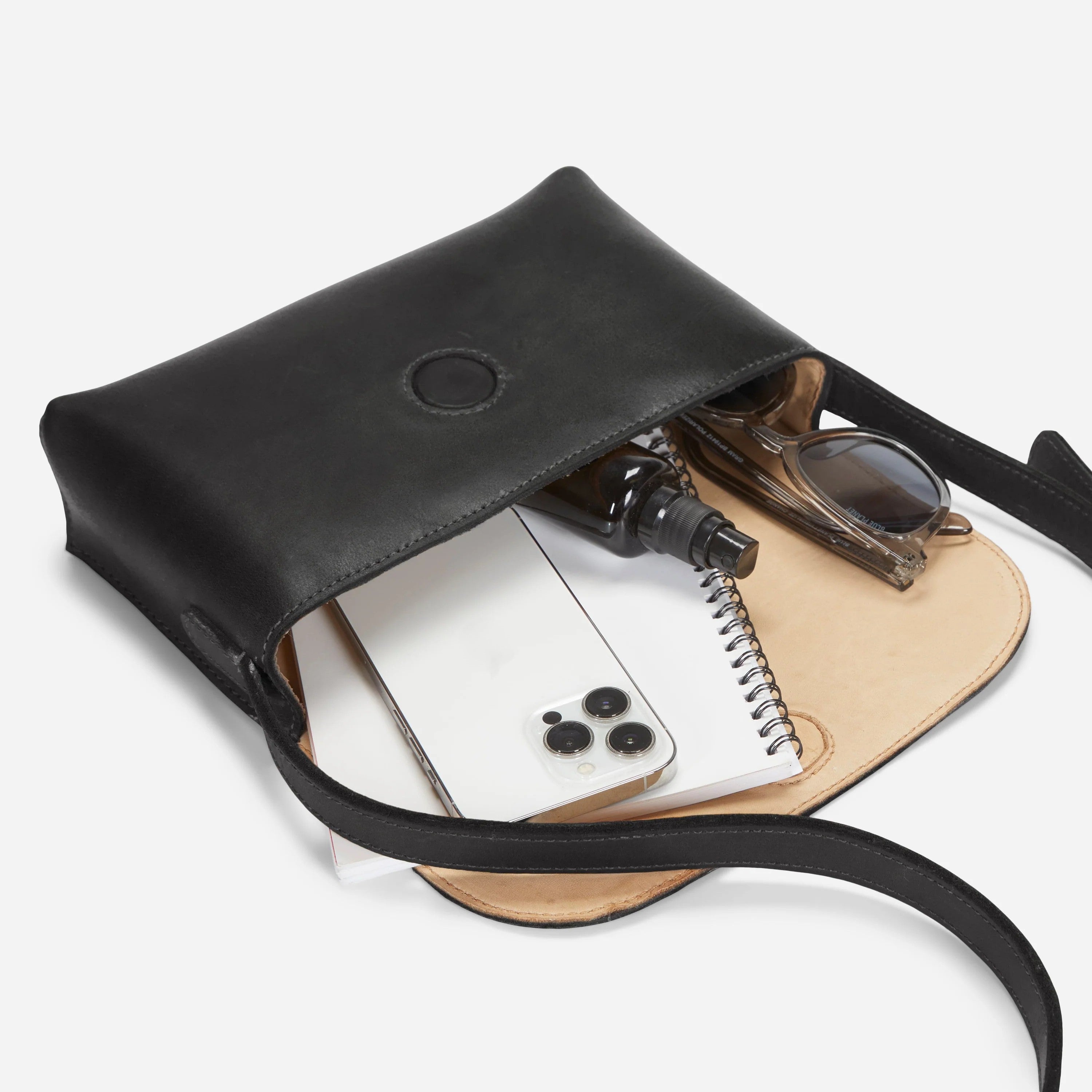 Single Piece Soft Leather Minimal Convertible Crossbody Flap Bag