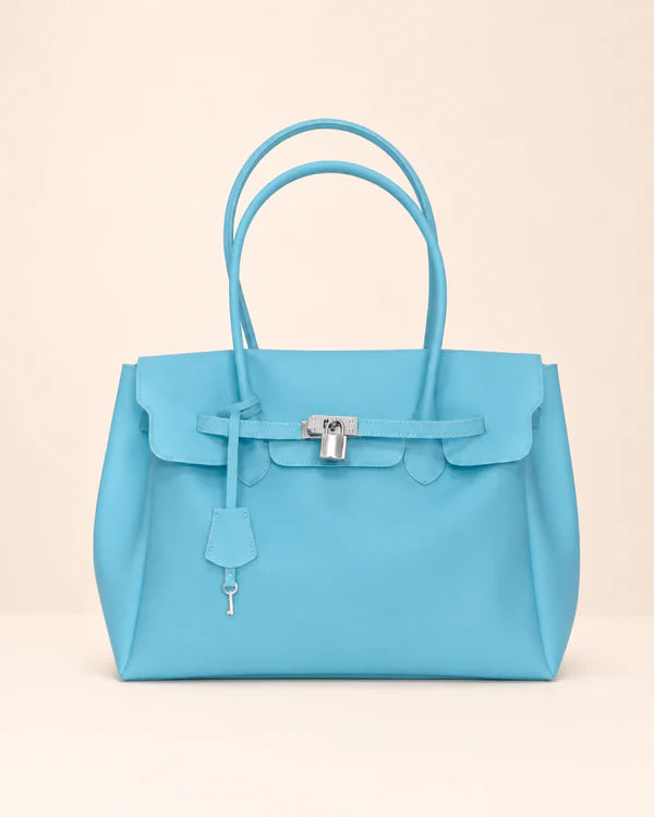 Matte Jelly 2-Way Convertible Lock Top Handle Shoulder Tote Bag