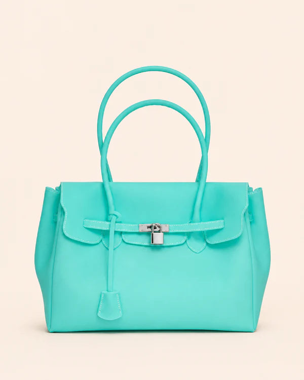 Matte Jelly 2-Way Convertible Lock Top Handle Shoulder Tote Bag