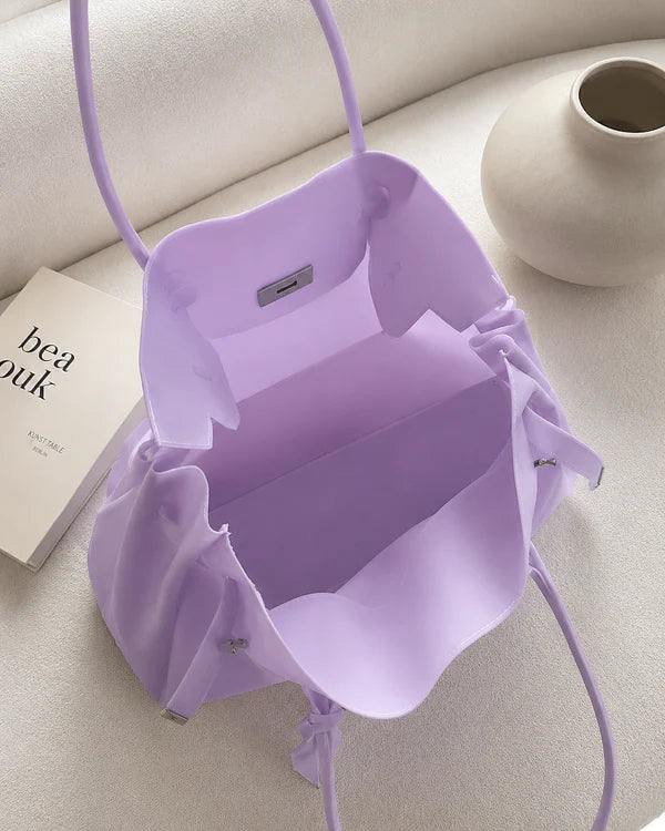 Matte Jelly 2-Way Convertible Lock Top Handle Shoulder Tote Bag