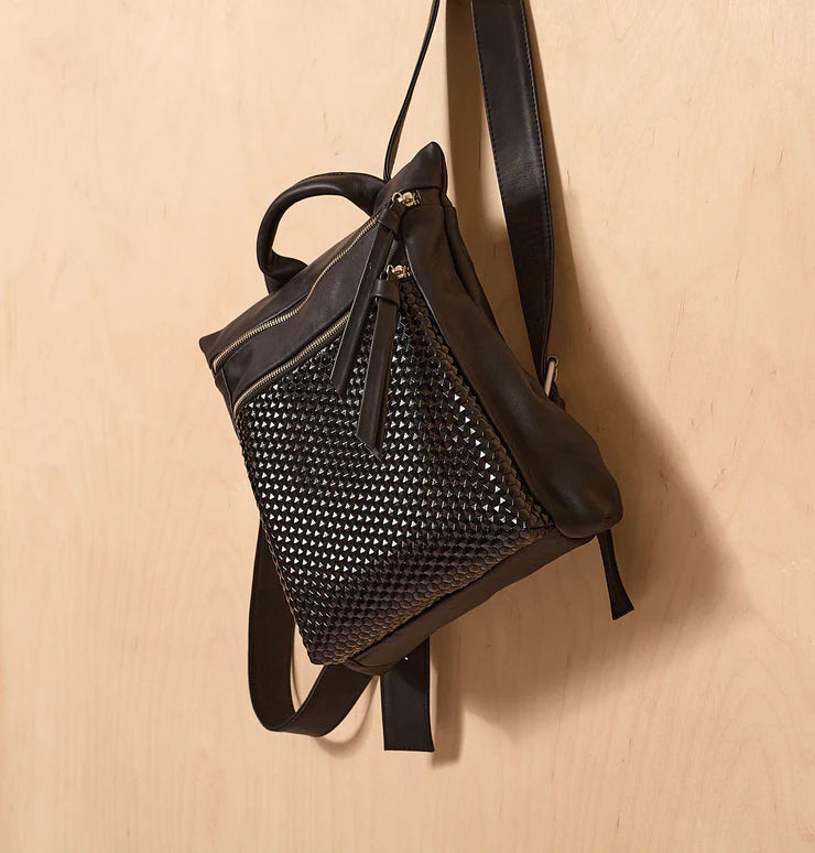 Textured Leather 3-Way Hybrid Convertible Backpack Crossbody Bag