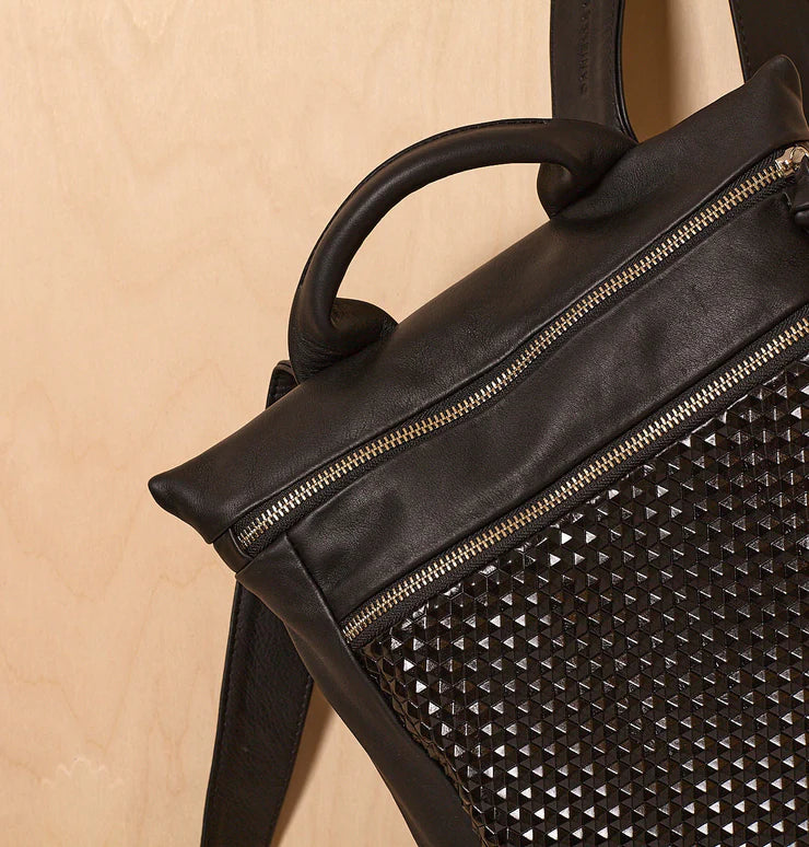 Textured Leather 3-Way Hybrid Convertible Backpack Crossbody Bag