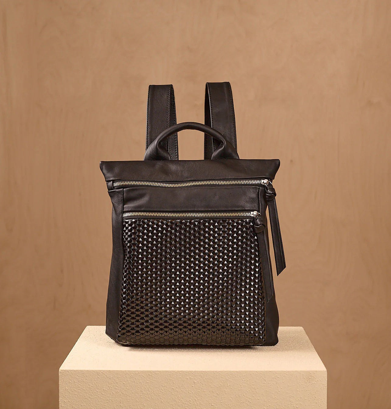 Textured Leather 3-Way Hybrid Convertible Backpack Crossbody Bag