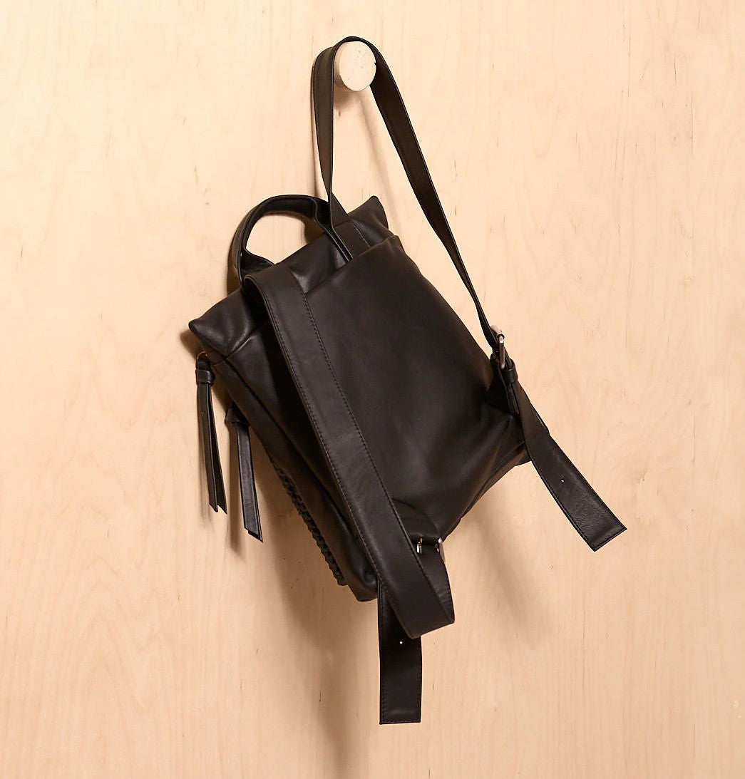 Textured Leather 3-Way Hybrid Convertible Backpack Crossbody Bag