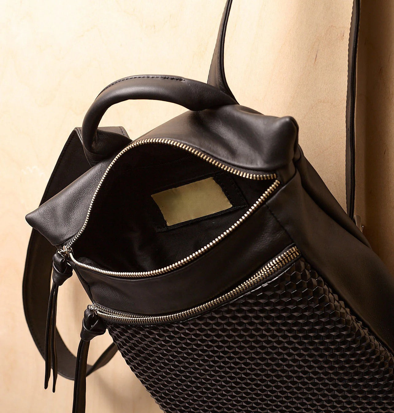 Textured Leather 3-Way Hybrid Convertible Backpack Crossbody Bag