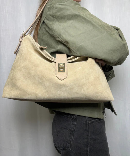 Suede Leather 3-Way Hybrid Convertible Shoulder Crossbody Bag