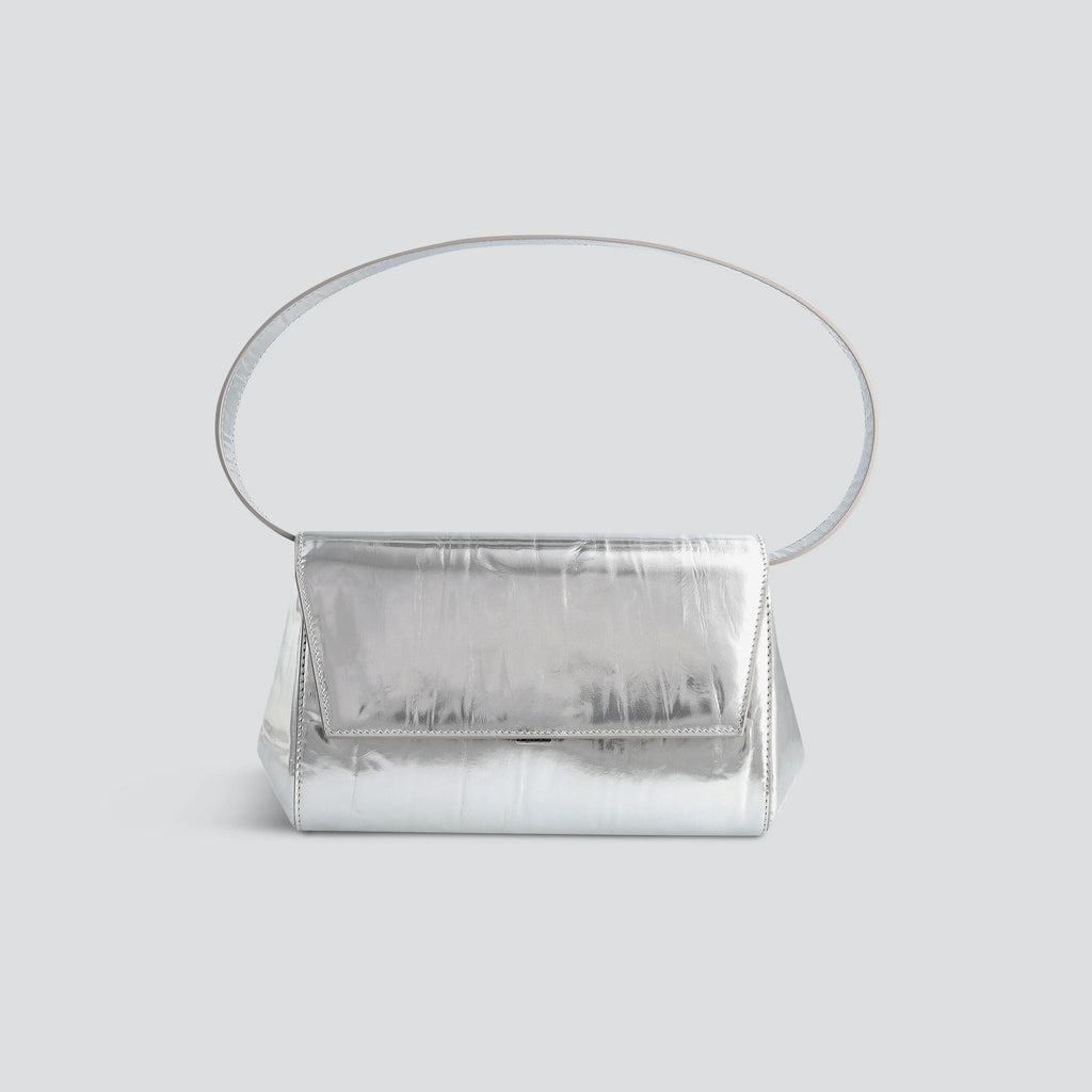Metallic Leather Magnetic Snap 2-Way Convertible Clutch Handbag