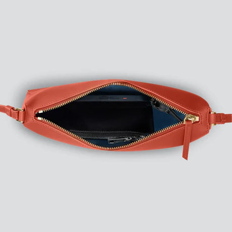 Soft Leather Zip Crossbody Clutch Handbag