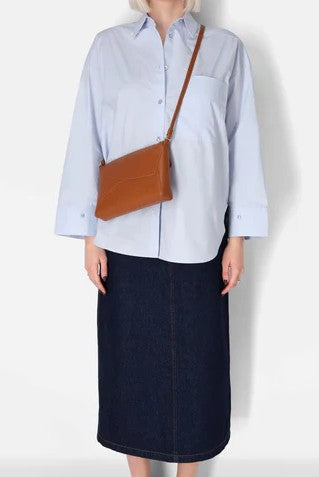 Soft Leather Zip Crossbody Clutch Handbag