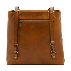 Adjustable Strap Vegetable Tanned Leather 3-Way Hybrid Backpack Tote Bag