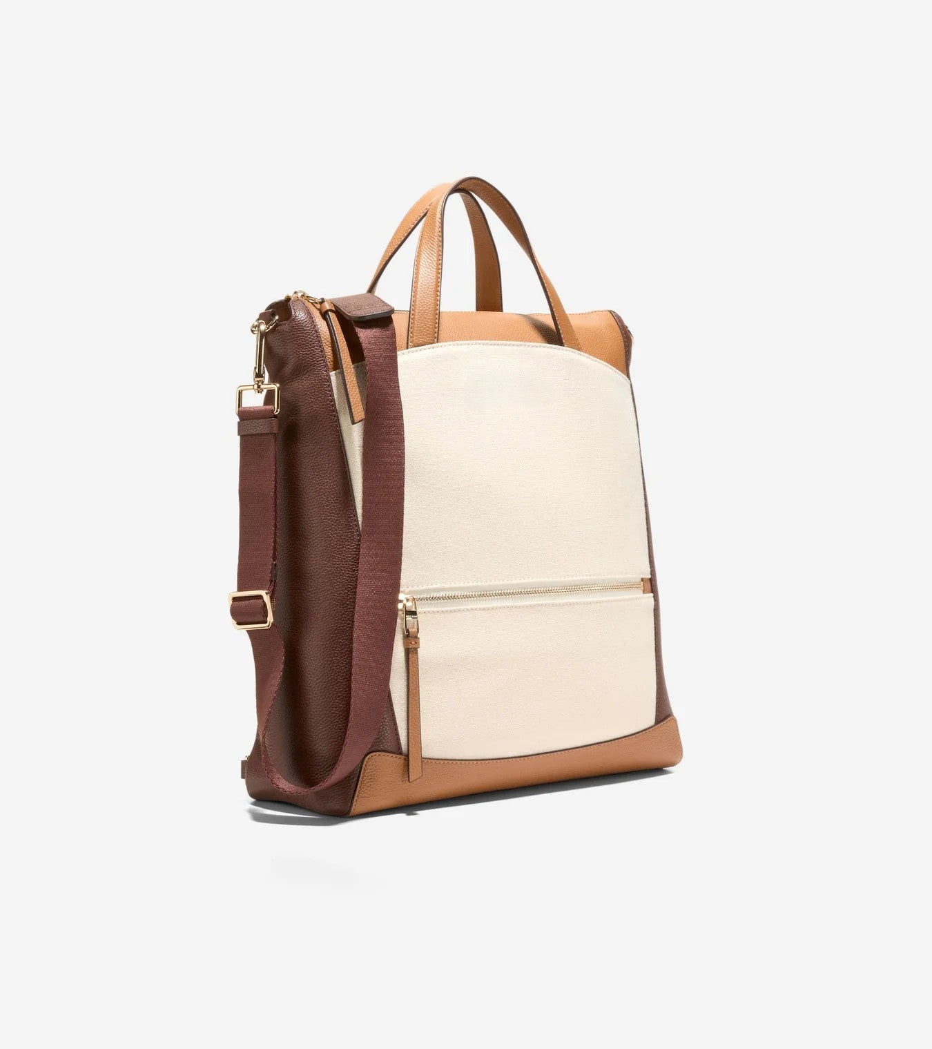Canvas Leather 3-Way Hybrid Convertible Laptop Backpack Crossbody Tote Bag