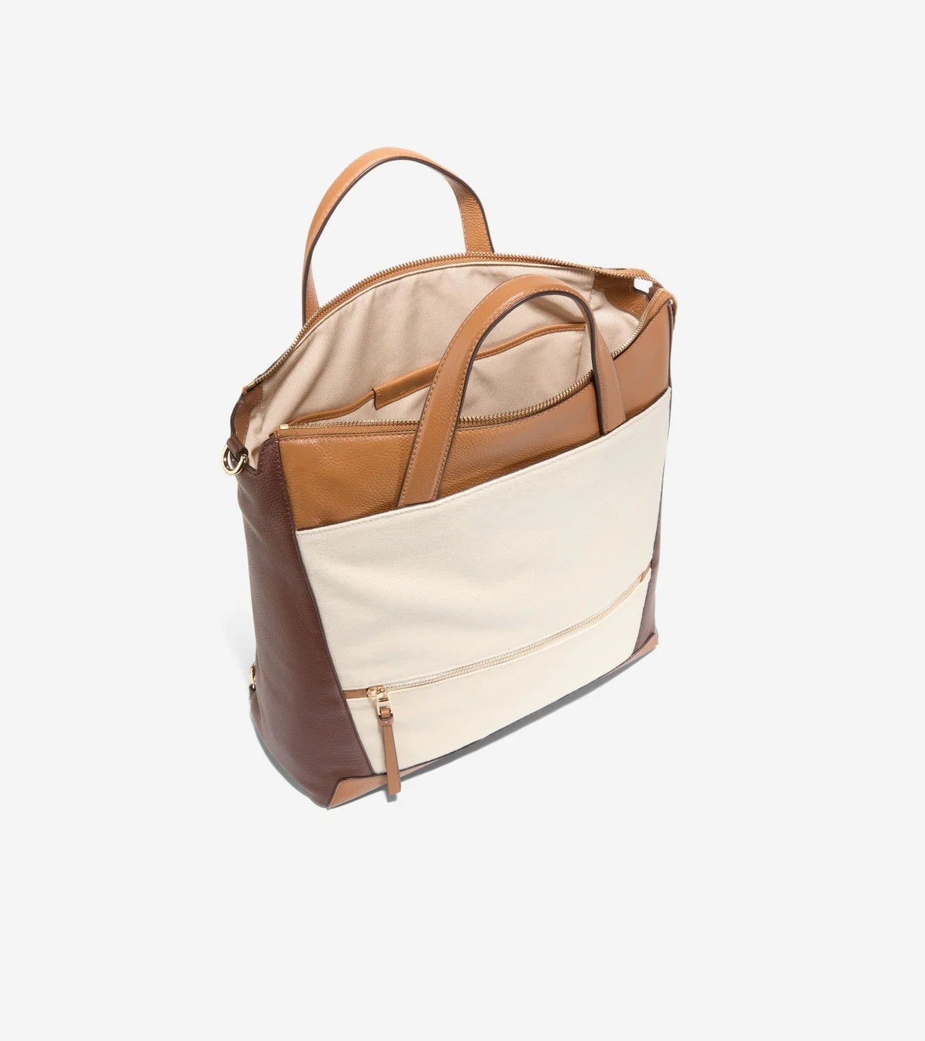 Canvas Leather 3-Way Hybrid Convertible Laptop Backpack Crossbody Tote Bag