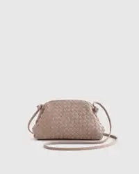 andwoven Leather Magnetic Crossbody Clutch Handbag
