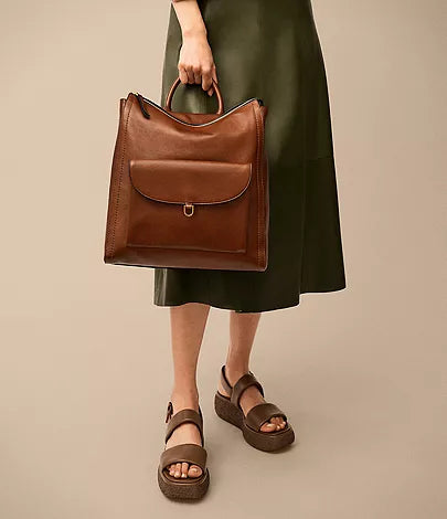 Grain Leather 3-Way Convertible Backpack Tote Crossbody Bag