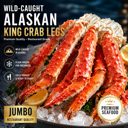 🔥 Wild-Caught Alaskan King Crab Legs – Jumbo Restaurant Quality | Fully Cooked & Flash Frozen