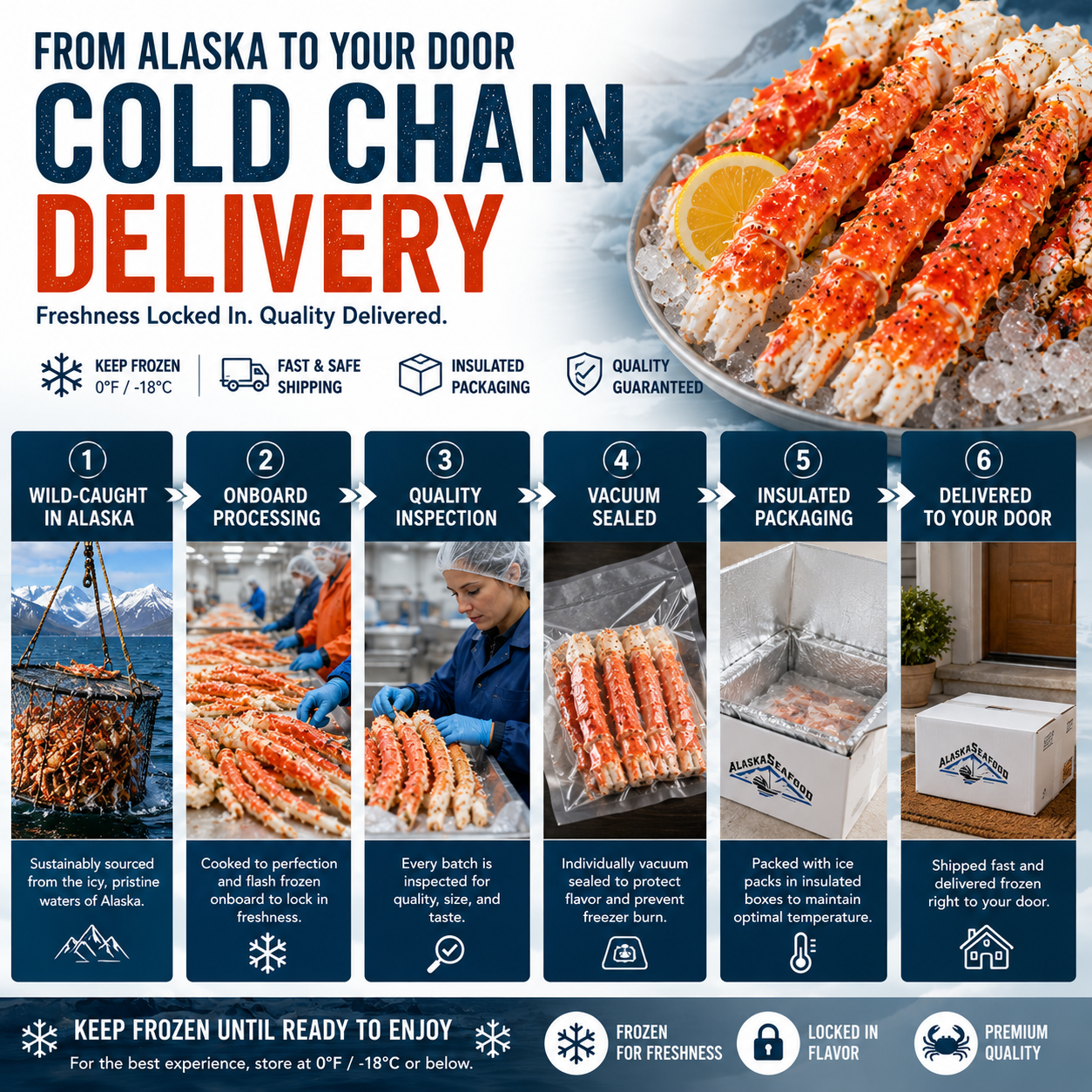 🔥 Wild-Caught Alaskan King Crab Legs – Jumbo Restaurant Quality | Fully Cooked & Flash Frozen