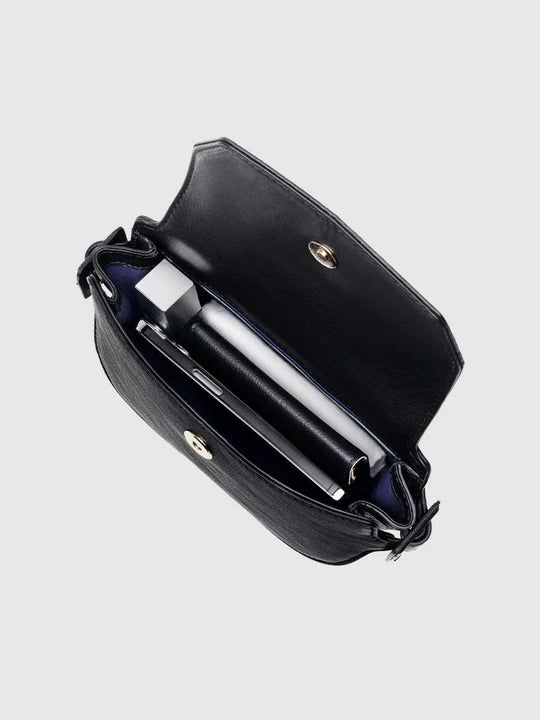 Full Grain Leather Magnetic Snap Mini Crossbody Handbag