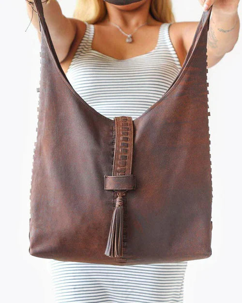 Antique Wash Lambskin Convertible Woven Hobo Shoulder Bag