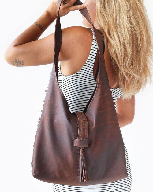 Antique Wash Lambskin Convertible Woven Hobo Shoulder Bag