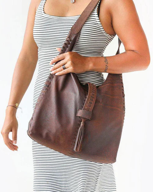 Antique Wash Lambskin Convertible Woven Hobo Shoulder Bag