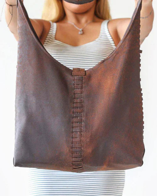Antique Wash Lambskin Convertible Woven Hobo Shoulder Bag