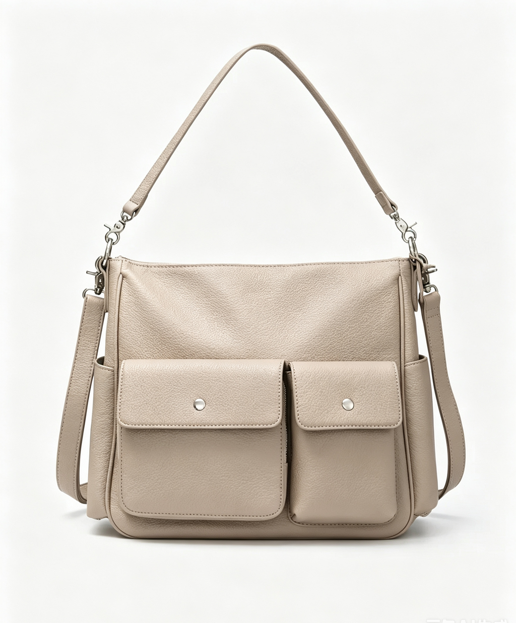 Full Grain Leather Convertible Multi Pocket Shoulder Crossbody Bag