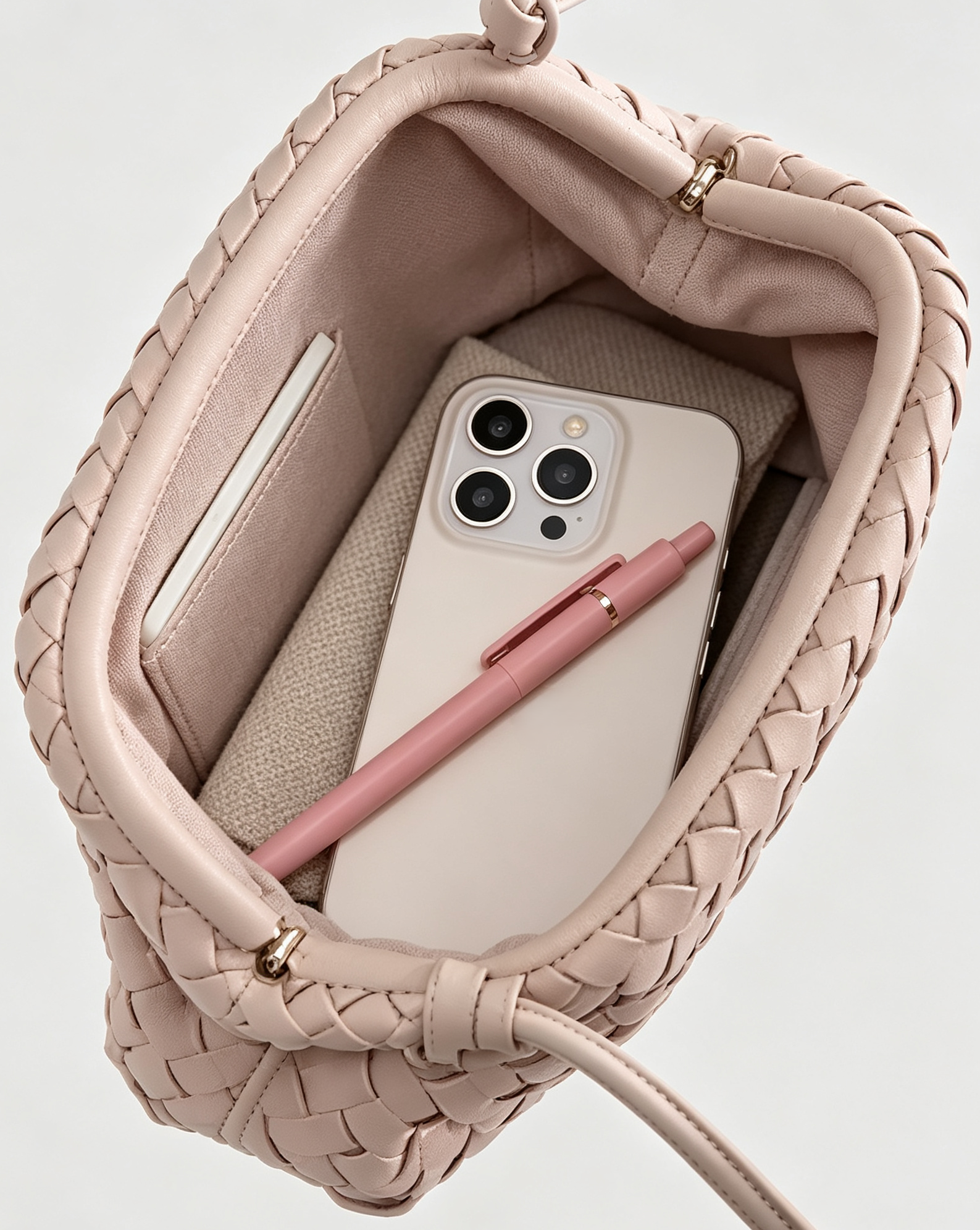andwoven Leather Magnetic Crossbody Clutch Handbag