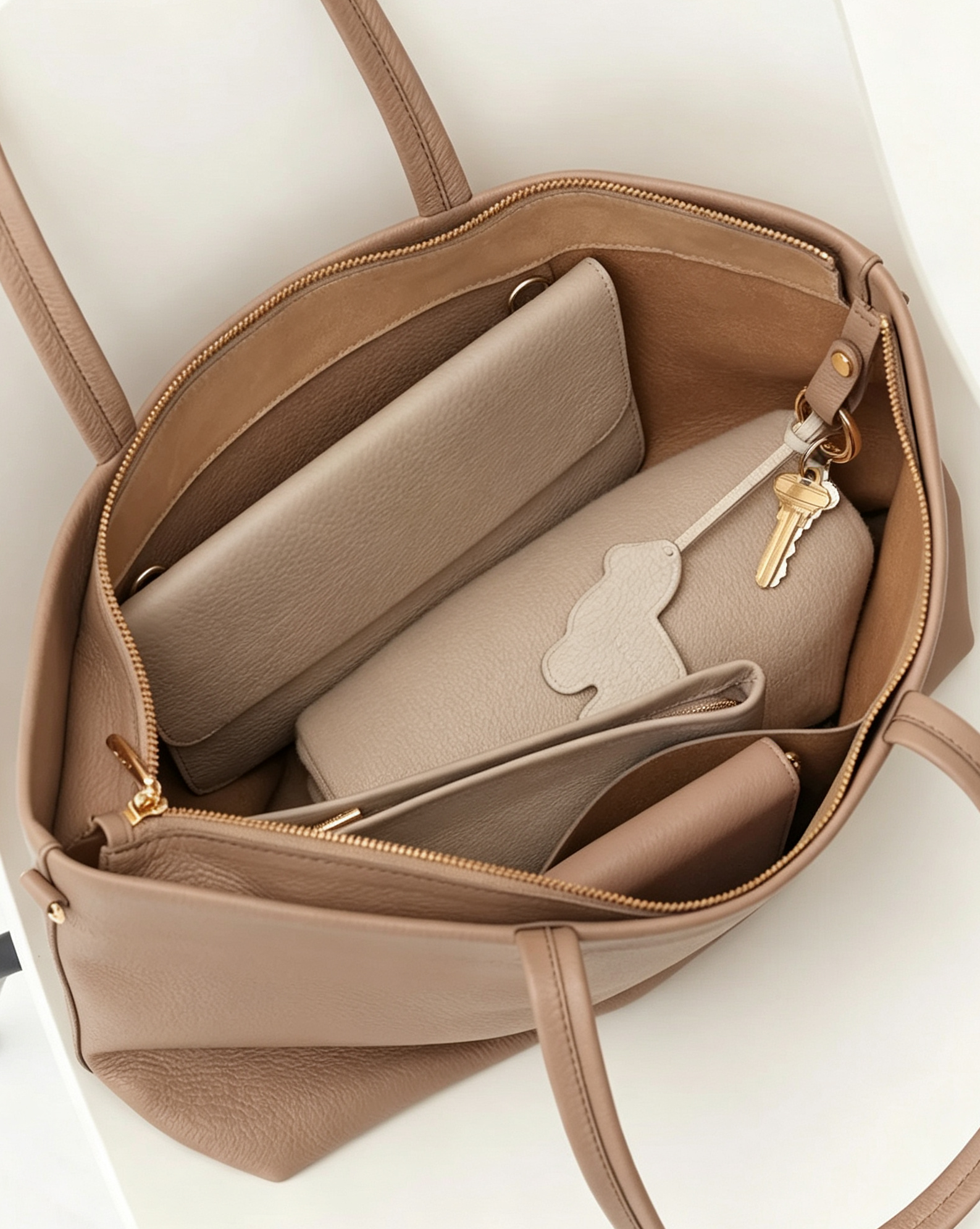 Grain Leather 2-Way Convertible Laptop Tote Crossbody Bag